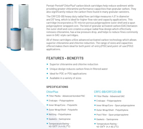 Pentair Pentek ChlorPlus 10BB Big Blue 10" x 4.5" Carbon Water Filter - style: 10" x 4.5"