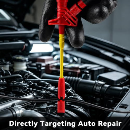 DTL224-KIT Silicone Multimeter Test Leads Kit with Fully Insulated Quick Wire Piercing Clips,Heavy Duty Automotive Electrical Diagnostic Probes with 4mm Banana Plug for Meters Automotive Repair