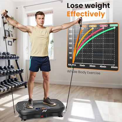 AXV Vibration Plate Exercise Machine Fitness Platform Body Vibrating Board - color: BT.PRO.BLACK