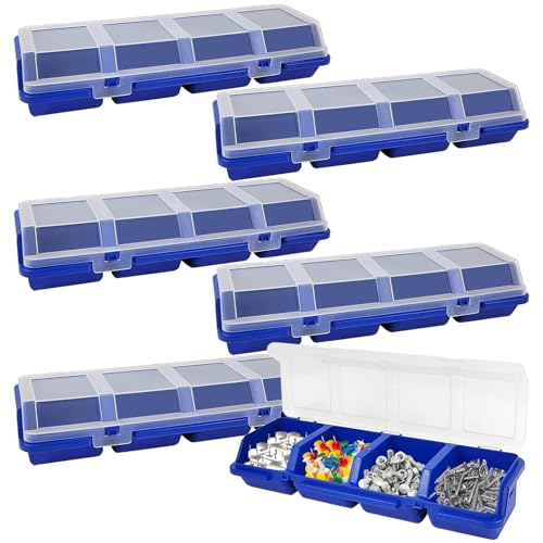 6Pcs Screw Organizers Storage Bins with Lids, Plastic Stackable Hardware Organizer Box for Garage Nails Craft Tool Organizing, Tool Cart Cabinet Workbench Drawers with Compartment Bolt Organizer, Blue - color: blue
