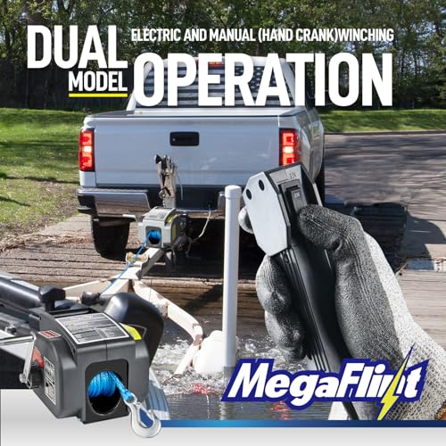 Trailer Winch,Reversible Electric Winch, for Boats up to 6000 lbs.12V DC,Power-in, Power-Out, and Freewheel Operations,30% Higher winching Power Than Regular 6000 lbs Winch (5000lbs Marine)