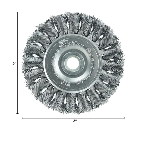 Weiler 08014 3" Standard Twist Knot Wire Wheel .014" Steel Fill 1/2"-3/8" Arbor Hole Made in the USA (Pack of 10) - size: .014 Wire Size, style: Pack of 10