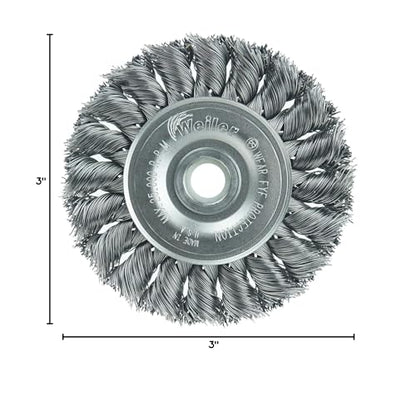 Weiler 08014 3" Standard Twist Knot Wire Wheel .014" Steel Fill 1/2"-3/8" Arbor Hole Made in the USA (Pack of 10) - size: .014 Wire Size, style: Pack of 10