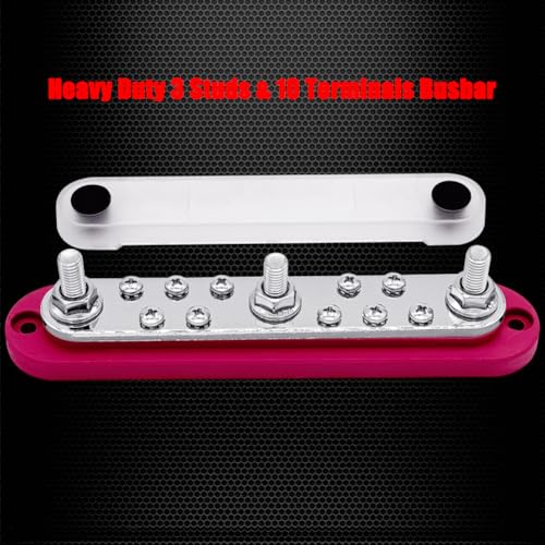 Ampper 3 x M8 Posts Power Distribution Block BusBar 10 M4 Screws, 7" Red - color: Red, size: 3M8+10M4