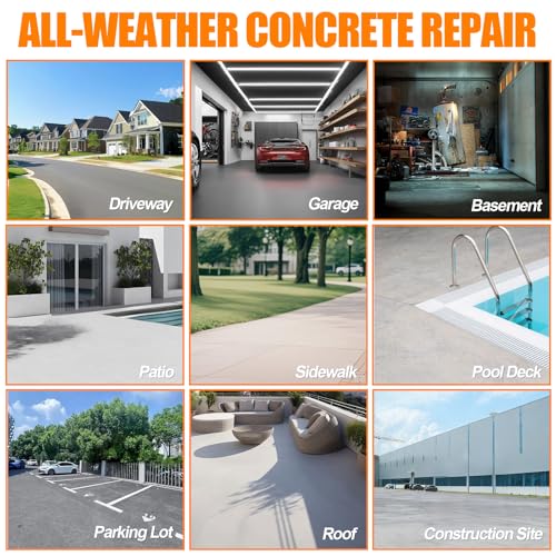 Concrete Crack Filler 2 PACK, Self-Leveling Cement Crack Repair, High Elasticity And Fast Drying, Waterproof Sealant for Driveway, Sidewalk, Patio, Concrete Joint, Indoor and Outdoor Use – Gray (39oz)