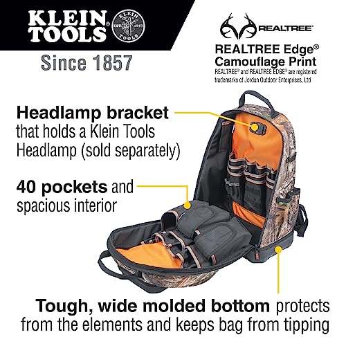 Klein Tools 62800BPCAMO Backpack Tool Bag, 40 Pockets, Camo - style: Full-Size Camo