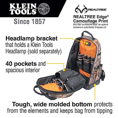 Klein Tools 62800BPCAMO Backpack Tool Bag, 40 Pockets, Camo - style: Full-Size Camo