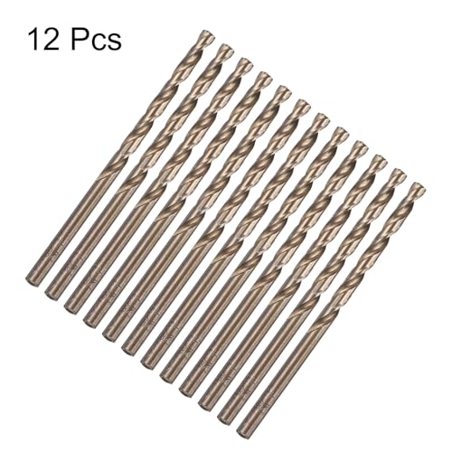 HARFINGTON 12pcs Cobalt Drill Bit, #26 0.147" HSS-CO Aircraft Twist Drill Bit with Straight Round Shank for Drilling Stainless Steel Cast Iron Tough Material - size: #26 0.147"