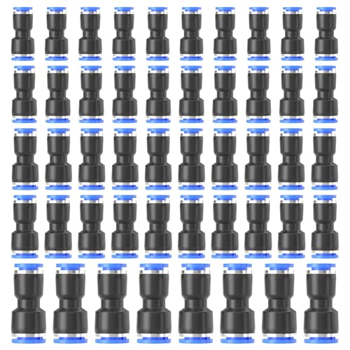 TAILONZ PNEUMATIC 1/8'' 1/4'' 5/16'' 3/8'' 1/2'' OD Straight Push to Connect Fittings Push Connectors Plastic Quick Release Connectors Air Line Fittings 50PCS - size: 1/8''OD/1/4''OD/5/16''OD/3/8''OD/1/2''OD