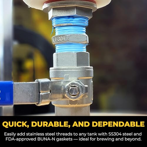 1” NPT SS304 EZ Seal Weldless Buna Bulkhead Silicone Gaskets - size: 1"-SILICONE, style: Pack of 1