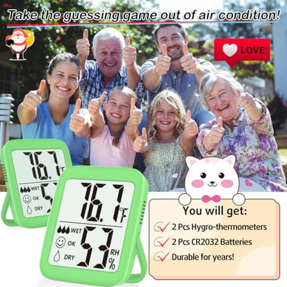 Antonki 2 Pack Room Thermometer Indoor Hygrometer - color: 2 Pcs* Natural Green