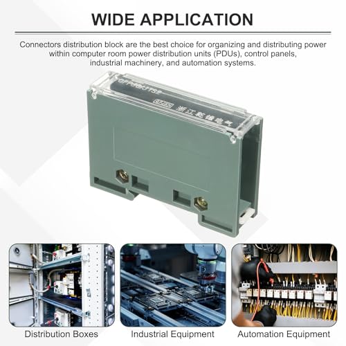 MECCANIXITY 1 in 2 Out Rail Terminal Blocks, 690V 150A Connectors Power Distribution Block Crimp Wiring Splitter with Flame-Retardant Housing for Power Distribution Cabinets 12-6AWG Gauge - size: 12-6AWG, style: 1 in 2 Out