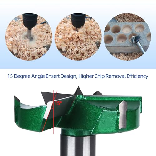 HUHAO 2-5/64" | 53mm Triple Flute Forstner Drill Bit, Tungsten Carbide Upgraded Drilling Hole Saw Woodworking Hinge Cutter Tool Kits for Wood,Plywood,Plastic,MDF - size: 53 mm