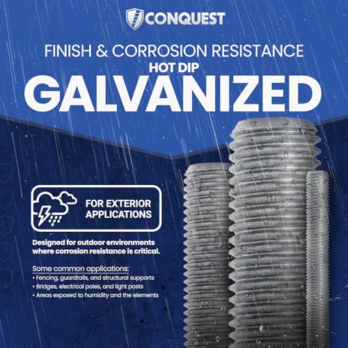 Conquest A307 Hot Dip Galvanized Threaded Rod 5/8"-11 x 18 - size: 5/8"-11 x 1.5'