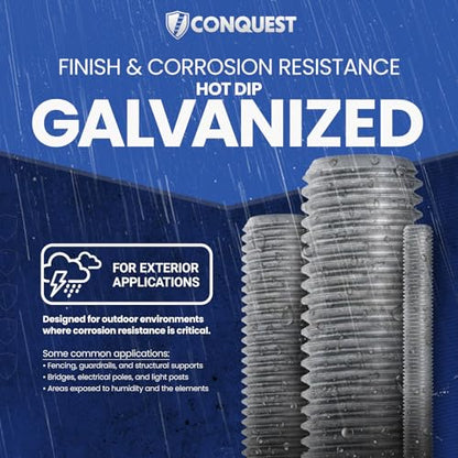 Conquest A307 Hot Dip Galvanized Threaded Rod 1-1/2"-6 x 36, - size: 1-1/2" x 3'