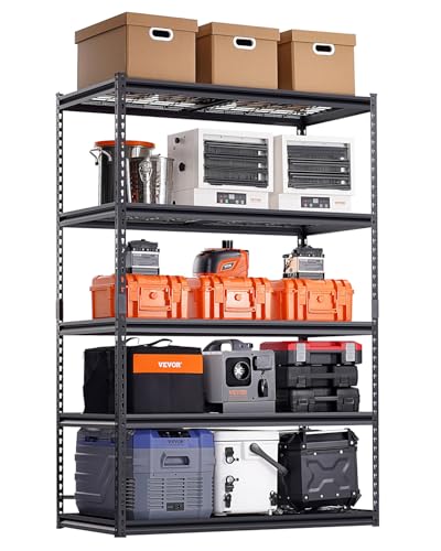 VEVOR Storage Shelves, 3000 lbs, 5 Tier, 24 x 48 x 72 inch Metal Rack Set - color: Black, size: 24" D x 48" W x 72" H