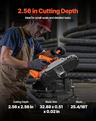 VEVOR 20V Portable Band Saw, 2.56-Inch Deep Cut, 360W Cordless Compact Bandsaw with Brushless Motor, Adjustable Speed, for Cutting Metal, Wood, Compatible with Makita Batteries (Bare Tool Only) - style: 2.56inch Bare Tool only