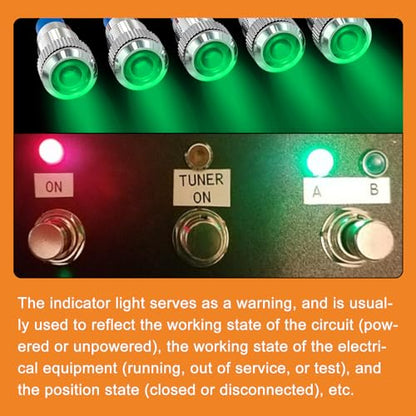 GASHER 5 PCS Energy Saving Indicator Light, LED Light 12V/24V/110V 20mA Panel Mount Light, Mounting Hole Size 8mm(5/16inch) Green LED (24V) - color: Green, size: 8MM（24V）