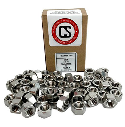 Stainless 3/8-16 USS Hex Nut, *(More selections in Listing!) - size: 3/8-16 HEX NUTS (50 PCS)
