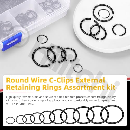 Hilitchi 150PCS Round Wire C-Clips 10 Sizes GB895.2 Retainer Clip Black Internal Snap Rings Round Wire Snap Rings Assortment Kit for Hole Shaft - size: GB895.2