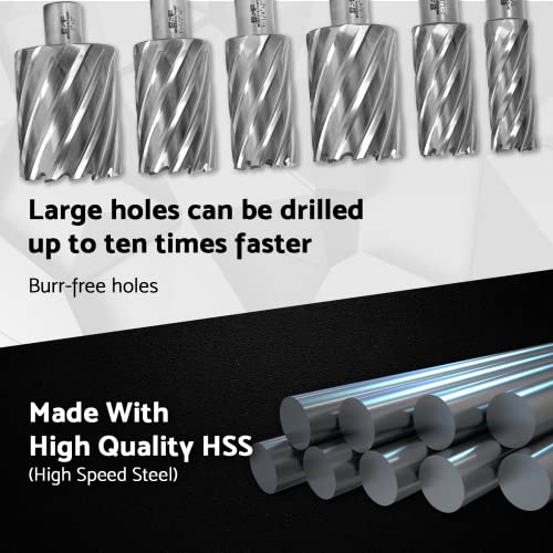 S&F STEAD & FAST Annular Cutter Set 6 Pcs, Diameter 7/8 to 2", DOC 2" - size: 3/4" shank 2" cutting depth Large