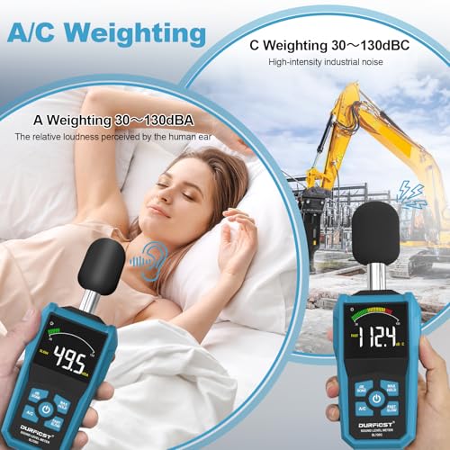 Decibel Meter, DURFICST Sound Level Meter with LCD Color Screen, 30-130dB