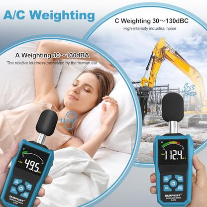 Decibel Meter, DURFICST Sound Level Meter with LCD Color Screen, 30-130dB