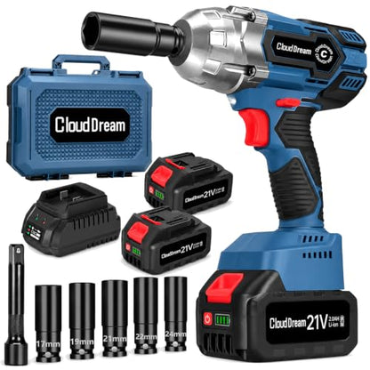 CloudDream 900Ft-lbs(1200N.m) Cordless Impact Wrench, Brushless 3800RPM - color: 1200n