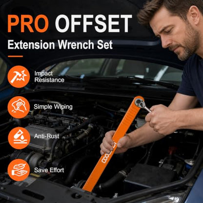 3/8 inch Pro Offset Extension Wrench Impact Wrench Extender Tool Socket Set - color: Orange, size: 16.34inch
