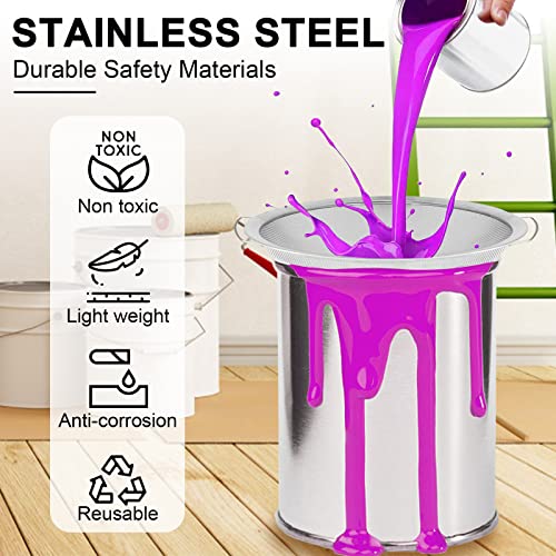 4 Packs Fine Mesh Paint Strainer 60 Mesh Stainless Steel Paint Filter Emulsion Honey Funnel Filter Cover Fits 5 Gallon Paint Bucket Filter Tool Insert