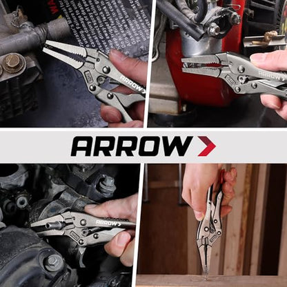 ARROW 6.5" Needle Nose Locking Pliers, Long Nose Locking Pliers - size: 6.5 in