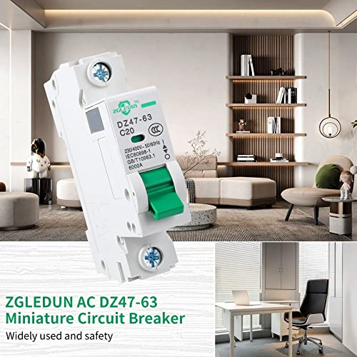 AC Miniature Circuit Breaker, 1 Pole 10 Amp, 120/240VAC, 6kA Din Rail Mount Breaker with Thermal Magnetic Trip, DZ47-63 C10 1P, AC Solar MCB - color: 1 Pole, size: 10 A
