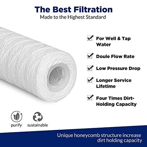 Membrane Solutions 10 Micron 10"x2.5" String Wound Whole House Water Filter - style: 10 Micron