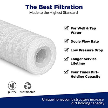 Membrane Solutions 10 Micron 10"x2.5" String Wound Whole House Water Filter - style: 10 Micron