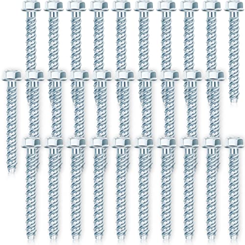 Dunzy 50 Pcs Zinc Plated Masonry Screws Concrete Anchors, 3/8" X 3"