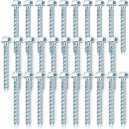 Dunzy 50 Pcs Zinc Plated Masonry Screws Concrete Anchors, 3/8" X 3"