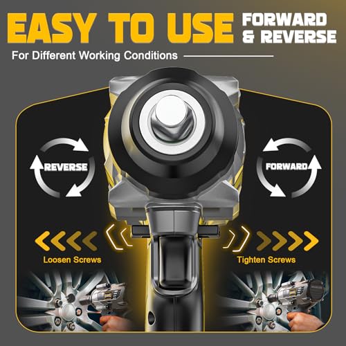 DIYtoolifz 1500Nm Cordless Impact Wrench 1/2" Compatible with Dewalt 20V - color: Grey & Black