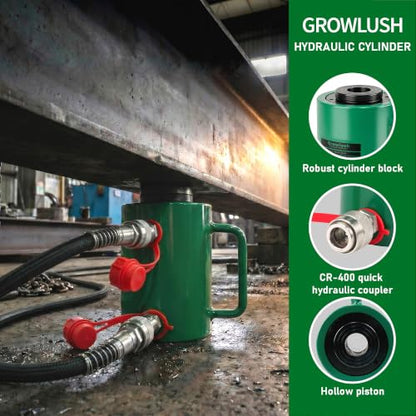 20 Ton Double-Acting Hollow Hydraulic Cylinder 100mm(4") Stroke - size: BRCH-20100