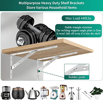 Solid Shelf Brackets 10 Inch ,4-Pack L Brackets Heavy Duty Shelf Brackets,90 Degree Triangle Shelf Bracket Stainless Steel Angle Bracket Max Load 440lbs.(Silver) - size: 10 Inch 4-Pack(Solid Brackets)