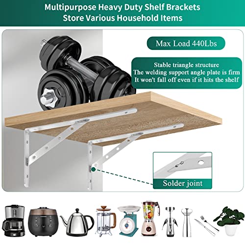 Solid Shelf Brackets 10 Inch ,4-Pack L Brackets Heavy Duty Shelf Brackets,90 Degree Triangle Shelf Bracket Stainless Steel Angle Bracket Max Load 440lbs.(Silver) - size: 10 Inch 4-Pack(Solid Brackets)
