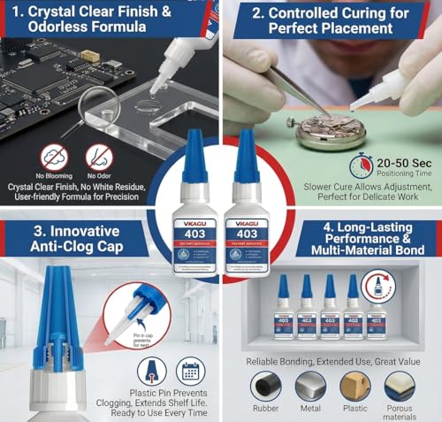 403 Super Glue Instant Adhesive Clear 20g for Porous Materials Metal Plastic and Rubber 2 Pack - size: 403, style: 2 Pack