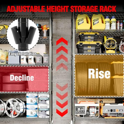 Garvee 5-Tier Storage Shelves Metal Shelving Units with Wheels for Garage - size: 59"D x 23.6"W x 82"H