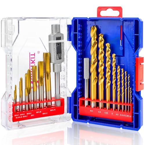 18Pcs Metric Drill and Tap Set with Tap Wrench for Metal, from M2 to M12 - size: M2 to M12