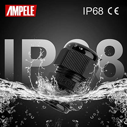 20 Pack 3/4'' NPT Cable Gland Waterproof Adjustable 13-18mm/0.51-0.71inches Nylon Cable Glands Joints With Gaskets (3/4", 20 Pack) - size: 3/4'' (20-Pack)