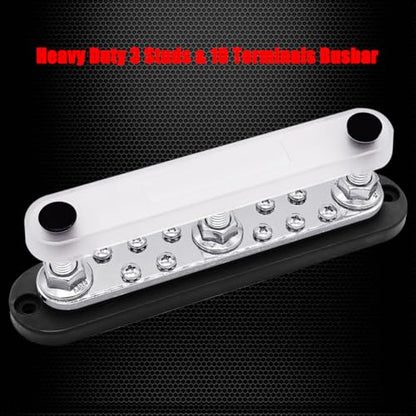 Ampper 3 x M10 Posts Power Distribution Block BusBar 10 M4 Screws, 7" Black - color: Black, size: 3M10+10M4