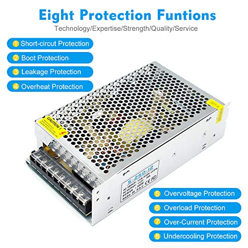 inShareplus 12V 20A 240W, DC Universal Regulated Switching Power Supply, Converter AC 100-240V to DC 12 Volt LED Driver, Transformer, Adapter for LED Strip Light - style: 12V 240W