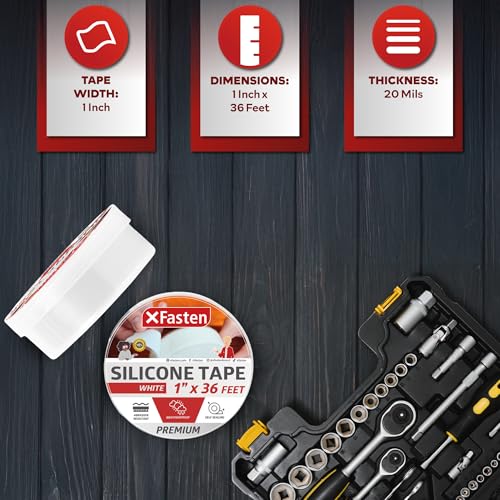 XFasten Self Fusing Silicone Tape Waterproof White – 1" x 36 Feet (3-Pack 108ft), Self Amalgamating Tape, Silicone Rubber for Plumbing, Sealing Pipes, Hose Repair, Outdoor Coax and Electrical Cables - color: White, size: 1-Inch x 36-Feet (3 Pack)