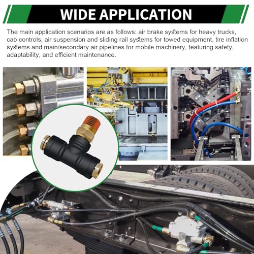 3/8" DOT Air Hose Fittings Tee 3 PCS,Quick Push To Connect Fittings - color: 3/8" * 3/8" * 3/8"NPT 3PCS