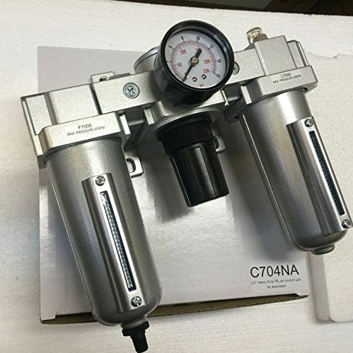 1/2" NPT Compressed Air Preparation Filter/Regulator/Lubricator FRL w auto drain