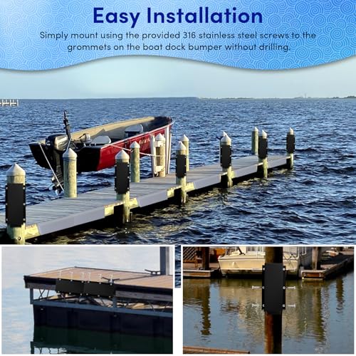 Dock Bumper,Dock Bumper Guard with Screws,Boat Dock Bumper for Boat Dock Vertical Pole Post or Corner Dock,PVC Piling Bumper-Post Bumper for Horizontal Deck or Pier Fenders - style: Black 2Pack Total 32IN